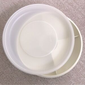 Vintage 1970s Tupperware Divided Serving Tray with Lid